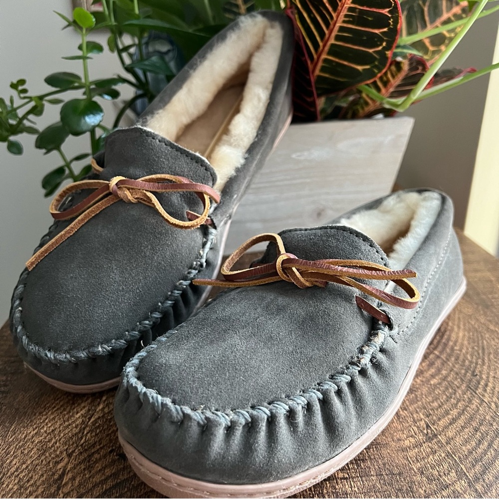 Cozy Gray Moccasin Slippers